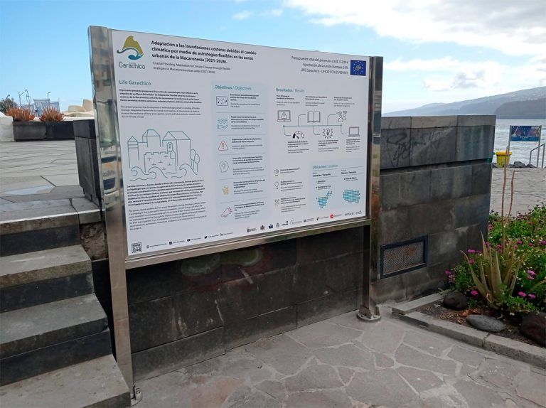Information panel LIFE Garachico - location Martiánez, Puerto de la Cruz